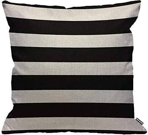 HGOD DESIGNS Kissenbezug Schwarz Weiß Streifen Kissenhülle Haus Dekorativ Für Männer/Frauen/Jungen/Mädchen Wohnzimmer Schlafzimmer Sofa Stuhl Kissenbezüge 45X45cm