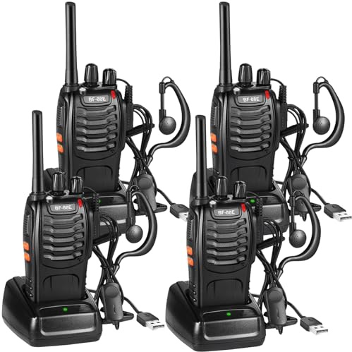 Nestling 4PCS Talkie Walkie 16 Canaux - CTCSS/DCSTalkie Walkie Rechargeable 1500mAh Radios Portée 1-3 km, pour Survie sur Le Terrain Camping,Randonnées
