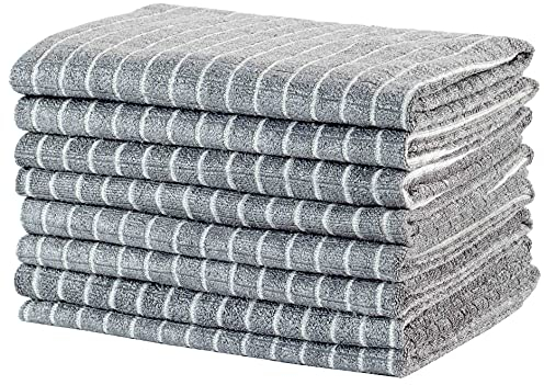 gryeer 8er-Set Bambus und Microfaser Geschirrtücher, Super weiche, saugfähige Küchentücher, 45 x 65cm, Grau