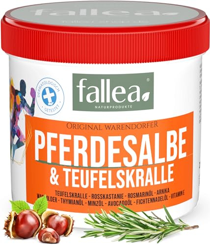 fallea Pferdebalsam mit Teufelskralle beruhigt Muskeln, Gelenke, Füße, Knie, Rücken, Schultern Pferdesalbe Teufelskralle