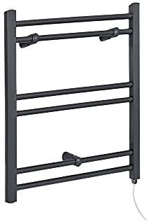 Milano Artle 200W Anthracite Straight Bar Electric Heated Towel Rail - 600mm x 400mm