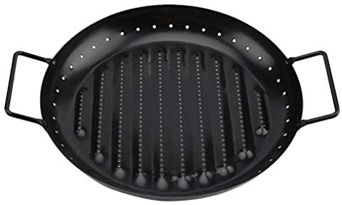 YARNOW Kreative Grill Grillkorbplatte Edelstahl Grillpfanne Tablett mit Griff Reise Camping Abendessen Versorgung (Schwarz)