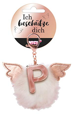 NICI 46985 Taschenanhänger Schutzbommel Buchstabe P, WEIß/Gold