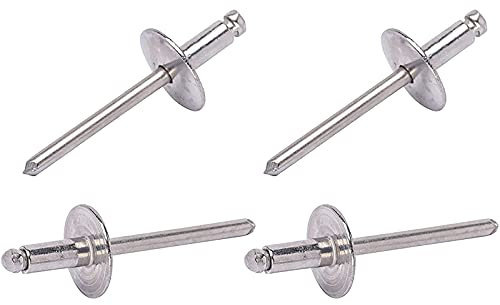 LBTODH 50 Pcs 3/16 x 1/2(4.8x13mm) Large Flange Stainless Steel Blind Rivets Pop Rivets Core Pulling Rivets,Grip Pange(6.5-9.5mm)
