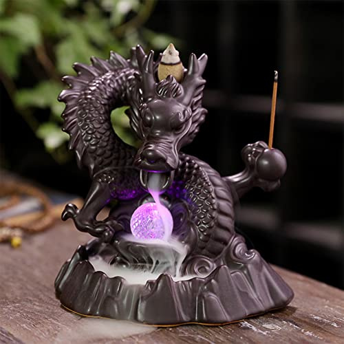 Drache Rückfluss Räucherstäbchenbrenner, Räuchergefäß Räucherstäbchenhalter mit 20PCs Rückfluss Räucherkegel, Dekoration Weihrauchbrenner Halter