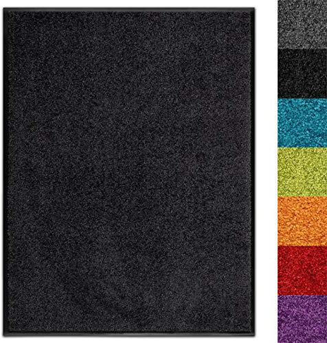 Floordirekt Schmutzfangmatte Use&Wash - Türmatte Sauberlaufmatte Fußabtreter - Fussmatte Teppich - für Flur Eingang Eingangsbereich - rutschfest & waschbar (120 x 300 cm, Schwarz 1000)