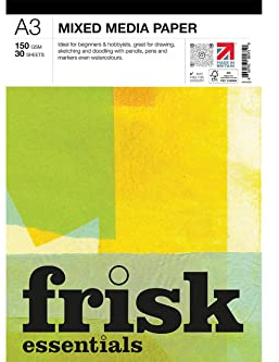 Frisk Essentials Papierblock für gemischte Medien, 150 g/m², 30 Blatt, A3, Weiß