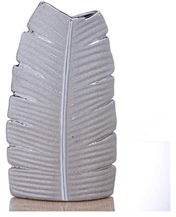 FURUIWUFENG vase Luxus Gold Keramik Ginkgo Biloba Vase Home Decor Kreative Design Porzellan Dekorative Blume Vase for Hochzeitsdekoration 30 cm blumenvase (Color : Silver)