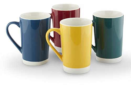 Tower T874010 Set of 4 Jewel Latte Mugs, Tea, Coffee, Assorted Colours