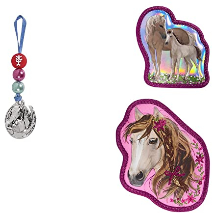 Step by Step Magic MAGS „Horse Lima“, 3-teilig, 2 Magnet-Applikationen und 1 Anhänger, Ergänzung für Schulranzen oder Vorschulrucksack, beige-blau-braun-rosa-weiß