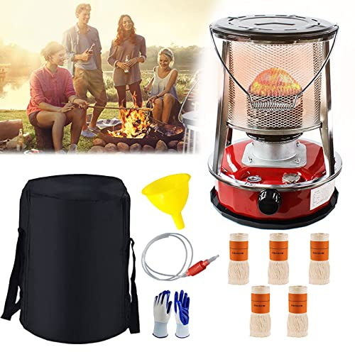 Tragbare Kerosinheizung, Petroleumkocher für Camping, Petroleumkocherbrenner, ohne Strom, Paraffinkocher für drinnen, draußen, Terrasse, Zuhause, Deck, 32 x 32 x 46 cm, 32,5 x 32,5 x 47 cm, 4,6 l-Ro