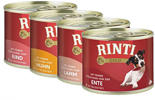Rinti Gold Multipack 48 x 185 g mit Ente, Huhn, Lamm und Rind