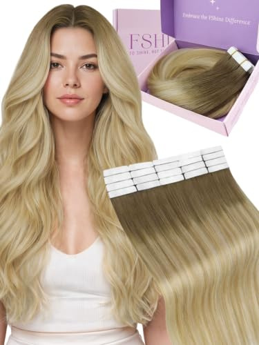 Fshine Adhesivo Extensiones De Pelo 50g 50cm Extensiones Pelo Natural | Cabello Natural Remy, Adhesivo Extensiones De Pelo, Sin Volumen Extra, Cabello Con Aspecto Saludable, Pensada Para Mujeres