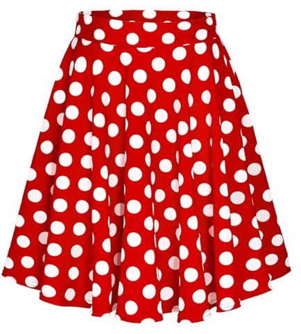 Sprinlot Damen Vintage Rock, 1950er Jahre A Linie Faltenrock, S-Größe Ausgestellt Mini Skater Rocks, Hohe Taille Midirock, Polka Dot Swing Rocks Partyrock für Fasching Halloween Karneval Party C4