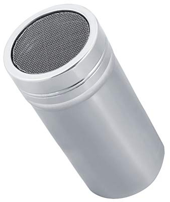 Leftwei Shaker à Sucre en Poudre en Acier Inoxydable, Shaker à Sucre à la Cannelle Poudre de Sucre Glace Farine de Cacao Tamis à café Outils de Cuisson Couvercle Shaker à Chocolat (L)