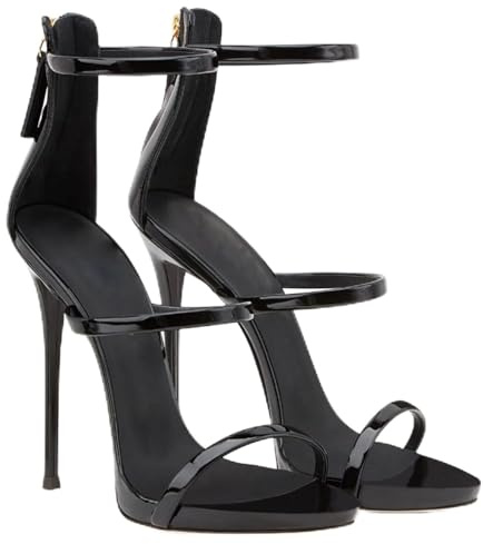 12CM/4.72IN Sexy High Heels Fetisch Schuhe Stiletto Nachtclub Pole Dance Hochzeit Prom Sandalen,Schwarz,38 EU
