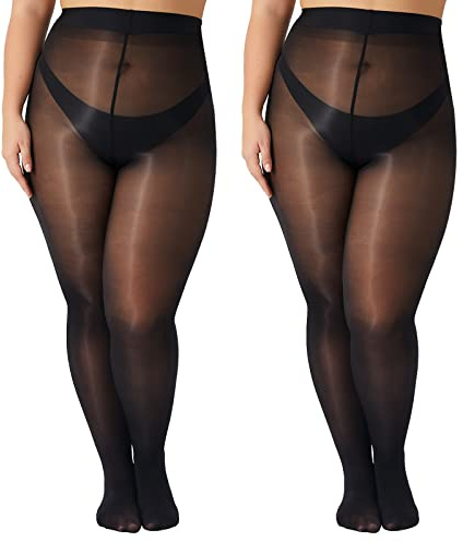 Yilanmy 2 Paare Damen Glänzende Strumpfhose Große Größen Sexy Ölige Glanz Strumpfhosen 15 Denier Seidig Reißfest Feinstrumpfhose