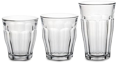 Duralex Made In France Picardie - Ensemble de 18 Gobelets en Verre Transparent - 6 de 22,5 ml et 6 de 30,5 ml