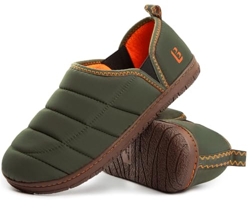 LongBay Men's Two-Tone Slippers with Comfy Memory Foam Non-Slip Indoor Outdoor House Shoes Green, 8