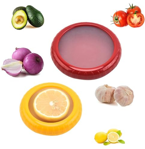 LINXIU Vegetable Fruit Storage Containers for Fridge Reusable Food Savers Lemon Keeper Refrigerator Vegetable Crisper Keeps Tomato Fresh 2 Pcs