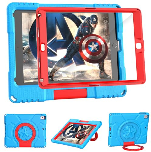 Coque pour Enfants pour iPad 5e/6e génération 9,7 Version 2017/2018, Lainergie iPad Air 2 avec Protecteur d'écran, iPad Pro 9,7, Coque de Protection légère et résistante aux Chocs avec poignée et