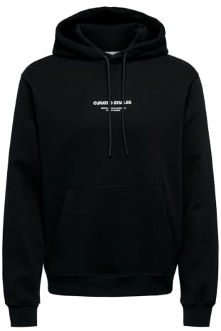 ONLY & SONS ONSCURATED REG huvtröja sweatshirt, svart, XXL