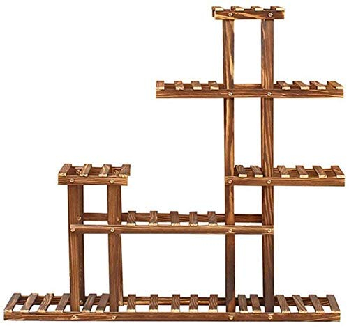 pflanzenständerBlumenständer, 5 Etagen, Gartendekoration, Holzregale/Massivholz-Blumentopfständer/mehrstufiger, korrosionsbeständiger Holzboden-Präsentationsständer für drinnen und draußen, 95 x 25 cm