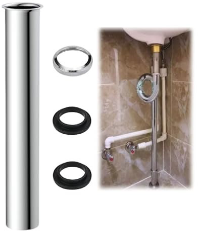 MINZHI Extensión de Desagüe de Tubo de Lavabo, Tubo de Inmersión Universal para Sifón, Sifón Sumergible de 300 mm, Acero Inoxidable, Plata