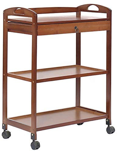 Karren, Lager-Sackkarre, bewegliche Trolleys, Schönheitssalonwagen mit Aufbewahrungsschublade, Hotel-Katecart mit Universalbremsrad, Esszimmer-Rollwagen/Braun/Mittel