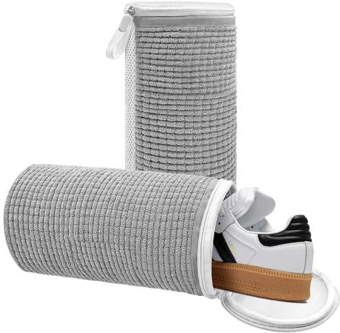 Kisvic Schuhwaschbeutel Waschmaschine, 2PCS Schuhbeutel Beutel für Waschmaschine und Trockner, 360° Rundum-Reinigung, Wäschenetz Schuhe (Grau2, 39 x 19 cm)
