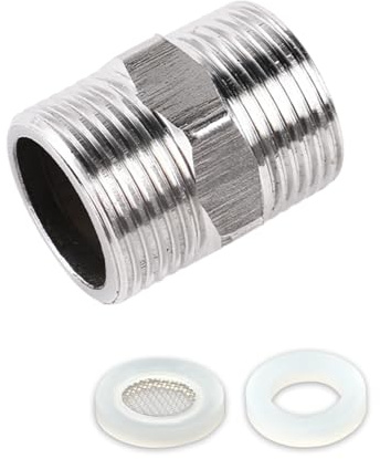 KGDUYC 1/2 Edelstahl Doppelnippel Verbinder Duschschlauch - Verlängerung Gewindefitting Adapter mit 1 Stücke Filter Element und 1 Stücke Dichtungen