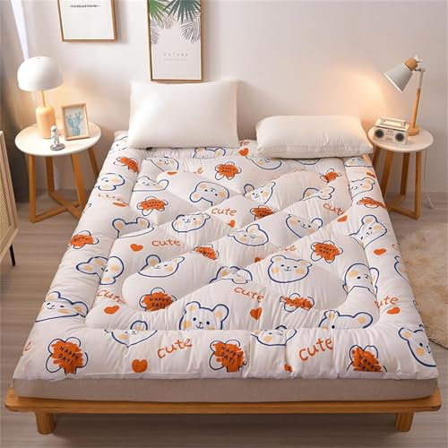 HACSYP Verdickte Bodenmatratze, weiche Futonmatratze, tragbare japanische Tatami-Klappmatratze, for Gästeschlafsäle, Jungen, Mädchen und Erwachsene(Ours Blanc,2 * 2.2m(4kg))