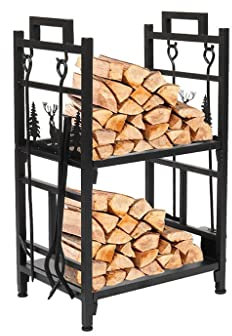 Home Étagère de rangement pour bois de chauffage Noir