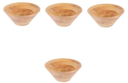SHOWERORO 4pcs Large Wooden Serving Bowl Salad Bowl Heat-Resistant Natural Wood Kitchen Accessory