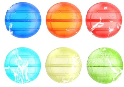 6 Stück Wiederverwendbare Wasserballons - Sekunden Schnellfüller Wasserbomben Set, Ø63mm Silikon Poolspielzeug für Garten & Strand, Sicher & Umweltfreundlich