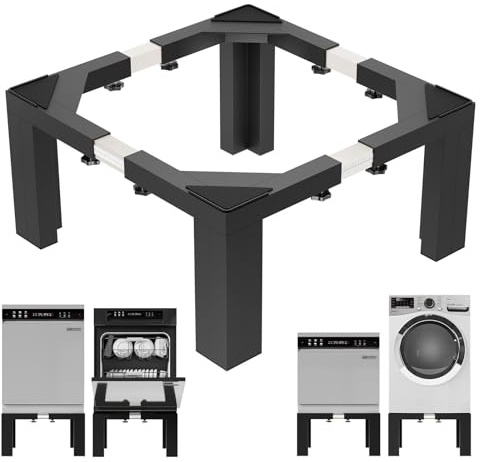 GCCSJ 12 Height Washer and Dryer Pedestal, Heavy-Duty Universal Stainless Steel Laundry Pedestal for Fridge & Dishwasher, 17-29.5 Adjustable Width, Black
