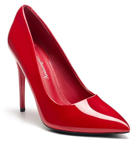 hingswink Womens High Heels 4 Inch Closed Pointed Toe Pumps Stiletto Heels for Women Dress Sexy Wedding Pumps, Red5.5