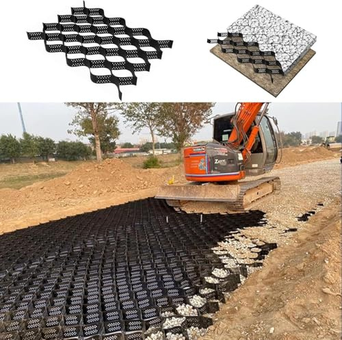 Stabilizzatore de Ghiaia Stabilizzatore per Pavimentazione a Griglia di Terreno/Ghiaia, Geocella di Percorso Permeabile per La Costruzione di Carreggiate, Griglia per Vialetto a Nido D'ape,(Size:1*2m)