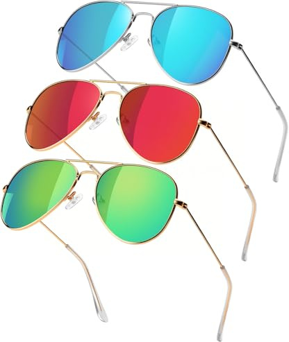 SEKKAF Polarized Aviator Sunglasses for Boys Girls Classic Lightweight Metal Frame Sun Glasses UV400 Protection Lens