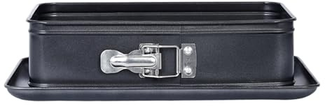 Elnwnnkc Herramienta rectangular para hornear tartas, parte inferior desmontable, apta para lavavajillas, construcción de acero al carbono para forma de tarta, molde antiadherente con cierre de