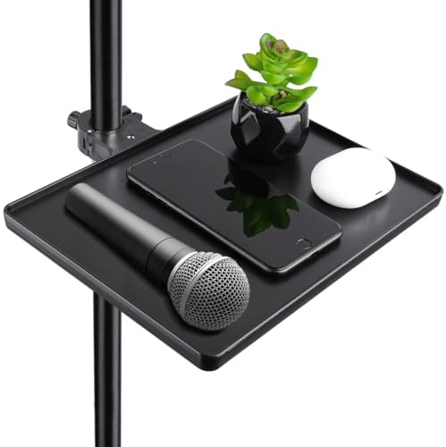 Vestamore Verstellbare Ablage für Mikrofonständer, Klemmhalterung für Aufnahmen, Live-Streaming und Bühnenauftritte, 26 x 20 cm