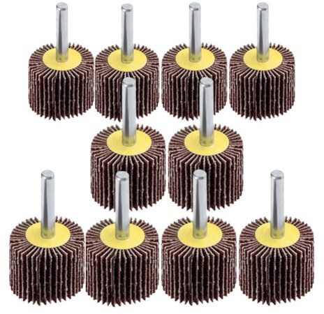 FUANA 10 dischi lamellari da 30 mm, grana 80, dischi abrasivi per utensili rotanti, mole per smerigliatura e lucidatura, con gambo da 6 mm, per metallo o legno