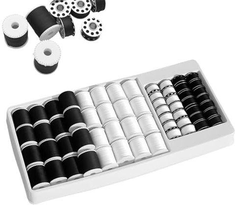 60 PCS Sewing Thread, All Purpose Thread Set Polyester Sewing Threads Includes Black and White All Purpose Threads for Embroidery Machine and Hand