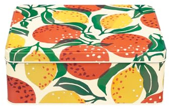 Elite tins Emma Bridgewater – Arance & Limoni – Scatola di latta rettangolare profonda, 195 x 154 x 75 mm