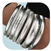 RIXERKOC 7 stycken gyllene armband armband för kvinnor 14K guldpläterade indiska stapelbara armband boho Chunky armband set smycken presenter till alla hjärtans dag mors dag