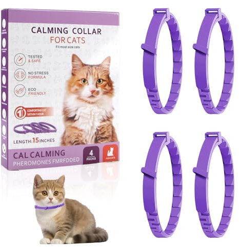nilic Calming Collar for Cats 4 Pack | Pheromone Infused Cat Calming Collar for Stress Support, Adjustable Waterproof Design, 30 Day Long Lasting Effect per Collar