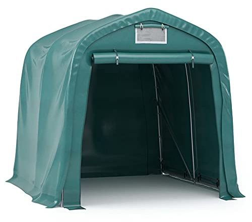 Mhdvray Tenda da garage 1,6 x 2,4 m in 100% PVC, impermeabile, telaio in acciaio zincato, verde scuro per auto, bicicletta e attrezzi da giardino
