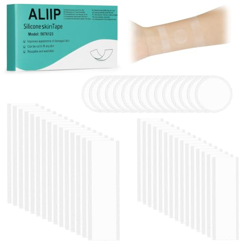 ALIIP Clear Silicone Skin Patches, Self-Adhesive Sheets, Mixed 3 Sizes, 45 Pack | round & rectangular silicone patches, reusable waterproof hypoallergenic tape, invisible breathable soft silicone for daily