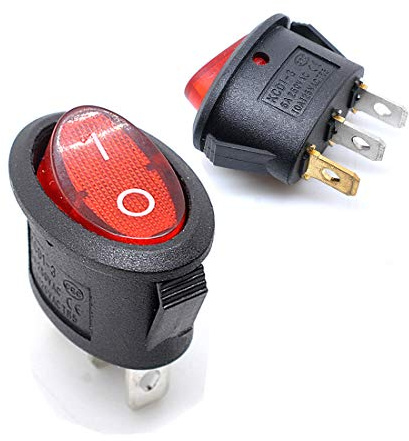 Oiyagai Interrupteur à Bascule Lumineux LED Rouge KCD1 SPST 3 Broches 6A 250V / 10A 125V Montage Panneau Encliquetable pour Commande Électrique 15 pièces