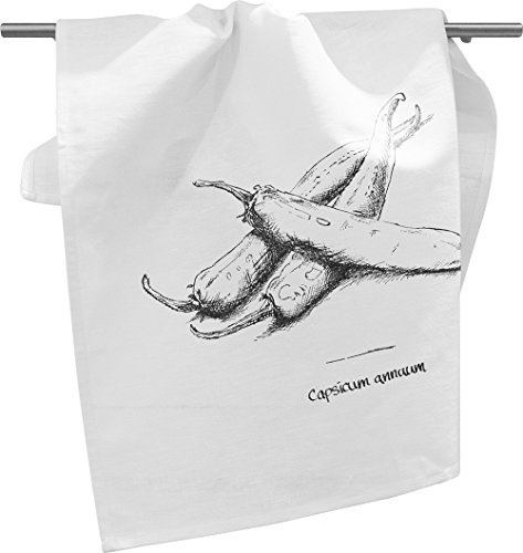 Tavolinas Geschirrtuch - Halbleinen - 50% Leinen 50% Baumwolle - weiß - Sand - hochwertig - Geschirrhandtuch - mediterran - Stilvoll - Küchendeco - Peperoni - Küchentuch - 50 x 70 cm